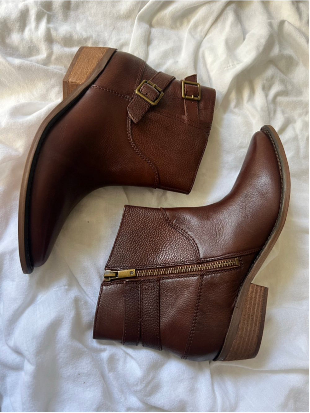 Women's Lucky Brand Caelyn Brown Leather Ankle Booties Size 7